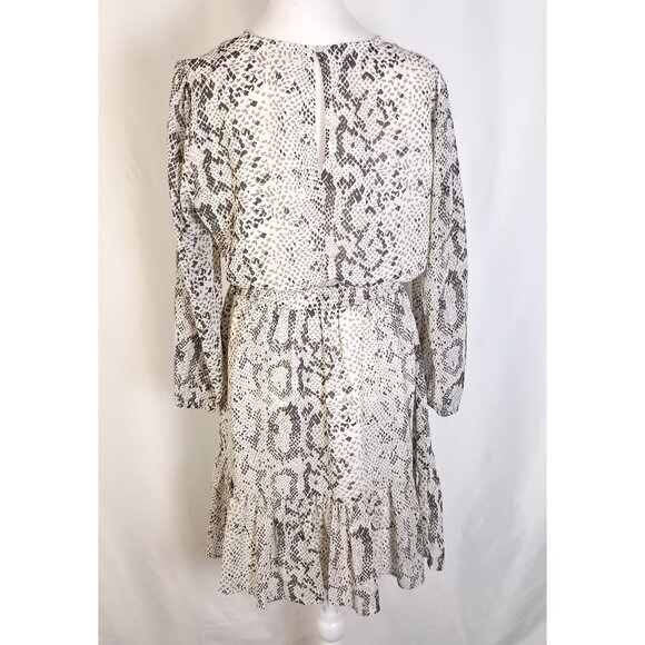 J Crew Womens Snake Print Long Sleeve Ruffle Hem Smocked Waist Dress M - Picture 9 of 10
